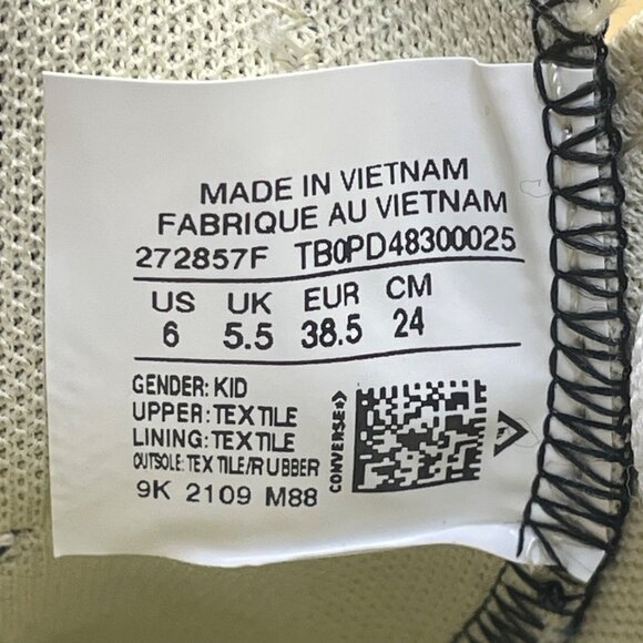 Converse Kids Black & White Canvas Lace-Up Low-Top All Star Sneakers Size 6-New - Picture 6 of 8